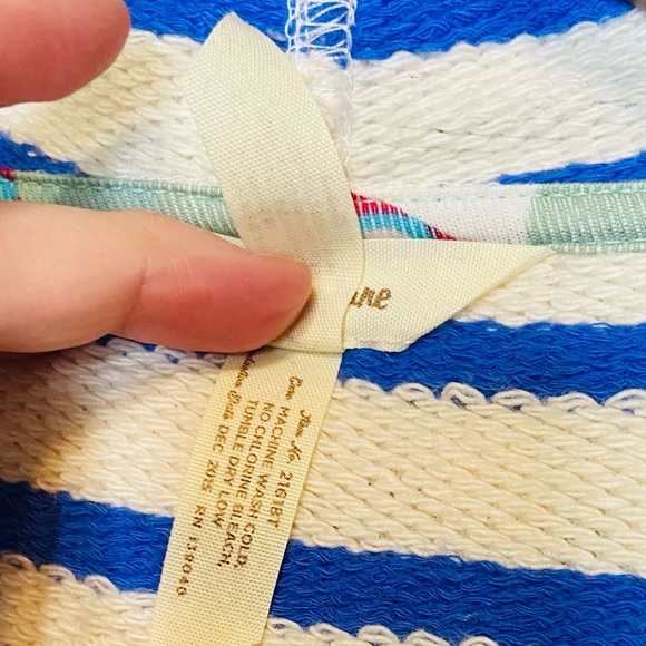 🔥 Matilda Jane• blue and white striped Midway hooded cardigan Size Large - Picture 7 of 10